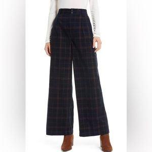 Madewell Pleated Windowpane Corduroy Pants Size 10